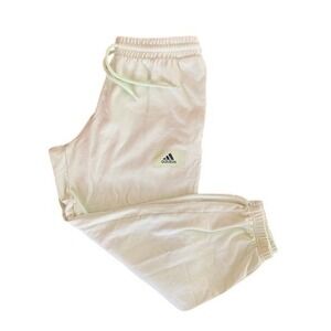 Adidas Women's Winter Citrus Mint Green Fleece Loose Joggers Sweatpants L